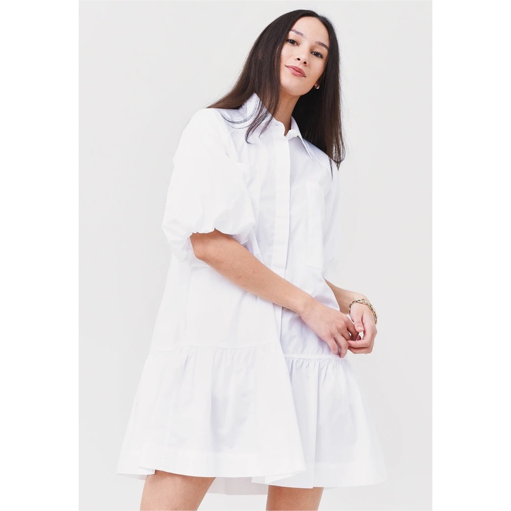 COPY - Jonathan Simkhai Crissy Poplin Shirt Dress White Button Front Size XS Mi…